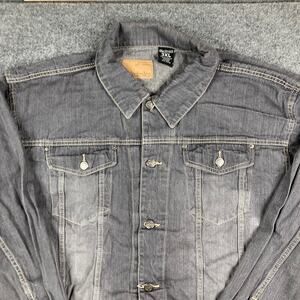 Kdmks Denim Jacket Mens 3XL Gray Trucker Button Front Casual Jean